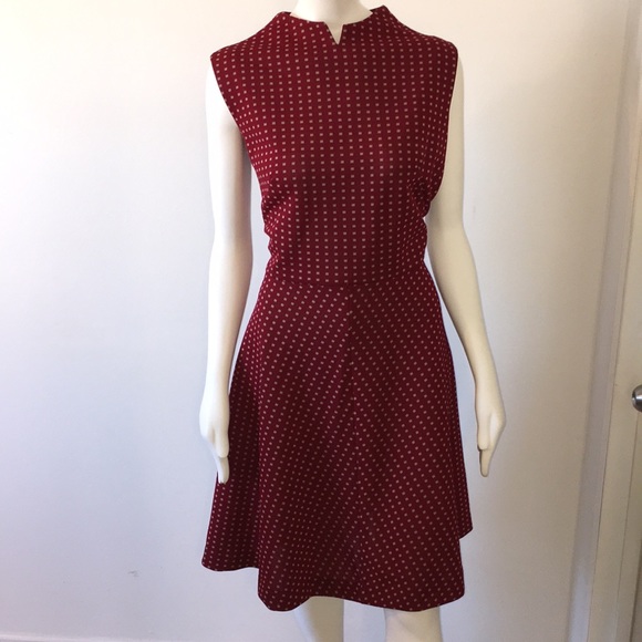 Vintage red w/ white squares belted dress - Picture 4 of 8